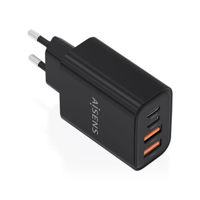 Aisens Cargador Gan 32W - 2xUSB-C PD3.0 - 2xUSB-A QC3.0 - Color Negro