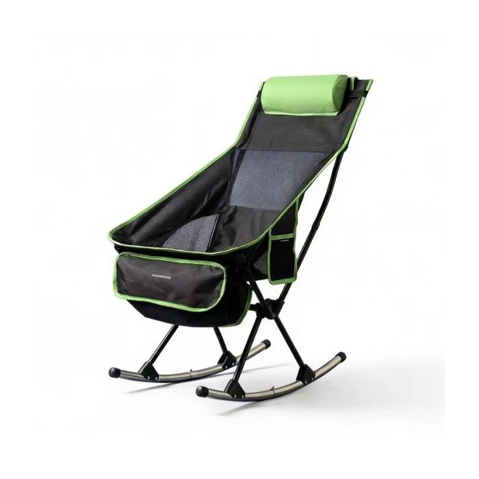Innovagoods Trillow Silla Mecedora de Camping 2 en 1 Plegable - Soporta 120Kg - Bolsillo Lateral - Bolsa de Transporte