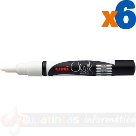 Uni-ball PWE-3MS Marcador de Tiza Liquida - Punta Cónica 0.7mm - Borrado en Húmedo - Resistente a la Lluvia - Color Blanco-1
