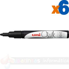 Uni-ball PWE-3MS Marcador de Tiza Liquida - Punta Cónica 0.7mm - Borrado en Húmedo - Resistente a la Lluvia - Color Negro-1