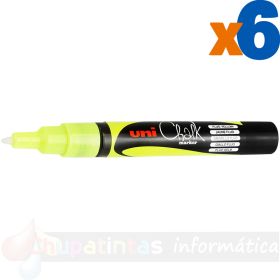 Uni-ball PWE-3MS Marcador de Tiza Liquida - Punta Cónica 0.7mm - Borrado en Húmedo - Resistente a la Lluvia - Color Amarillo-1