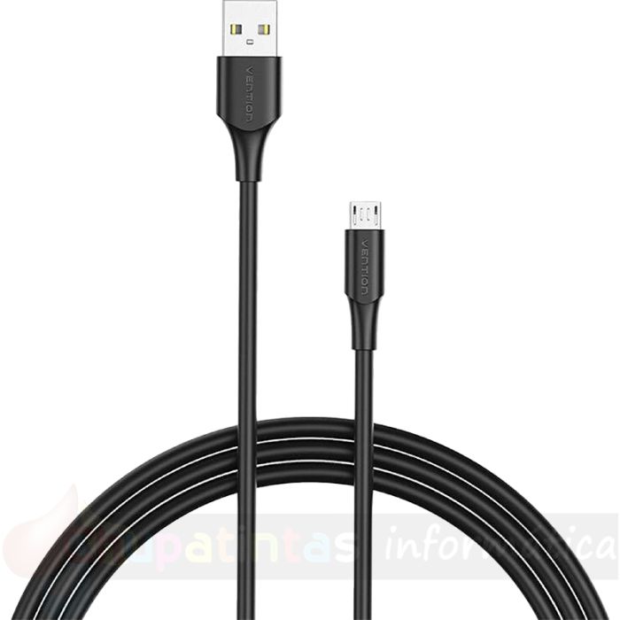 Vention Cable USB 2.0 Macho a MicroUSB Macho - 1m - 3A - 60W - 480Mbps - Color Negro-1