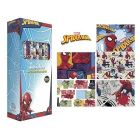 Safta Spider-Man Expositor con 50 Rollos de Papel Regalo - Medidas del Rollo 70x200cm - 5 Patrones Diferentes - 30.5x71x15.5cm -