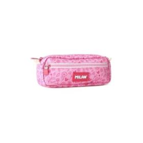 Milan Pink Flowers Portatodo Rectangular - 2 Compartimentos con Cremallera