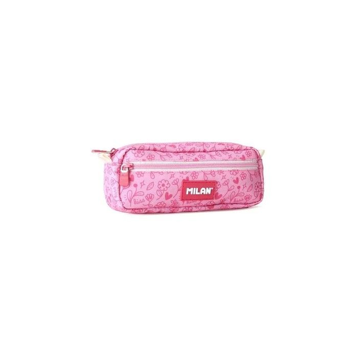 Milan Pink Flowers Portatodo Rectangular - 2 Compartimentos con Cremallera