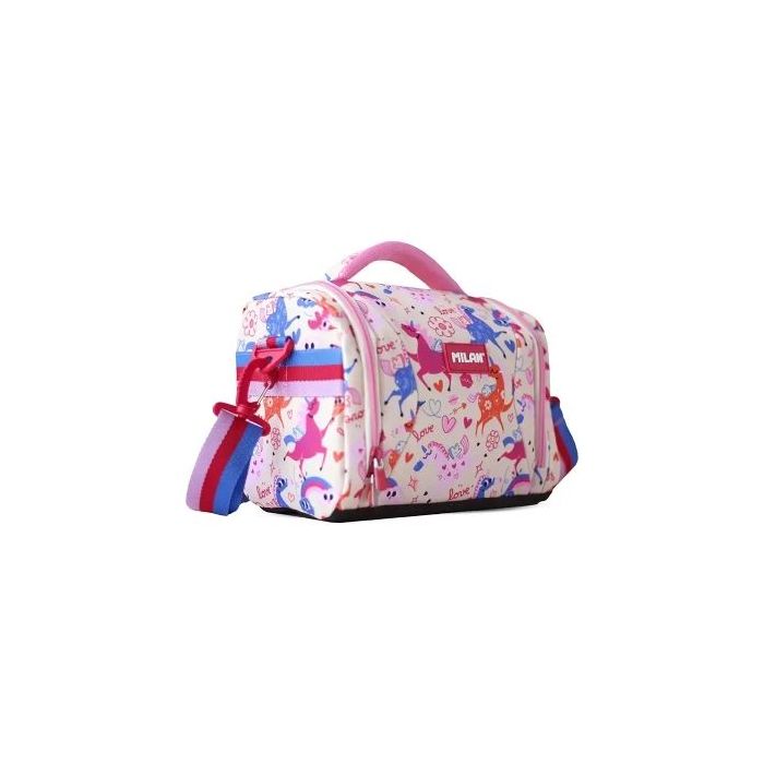 Milan Flowicorn Bolsa Isotermica Porta Alimentos de 5L - Gran Capacidad - Apertura Total - Bolsillo Interior de Malla - Correa R