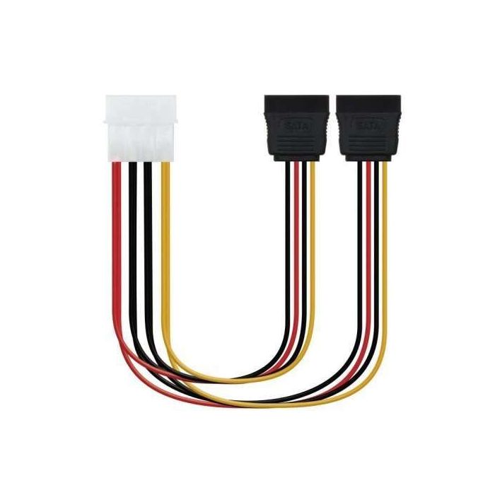 Nanocable Cable SATA Alimentacion 5.25  Molex 4pin Macho a 2x SATA Hembra 0.30m