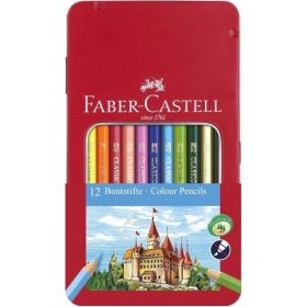 Faber-Castell Classic Colour Caja Metalica con 12 Lapices de Colores Hexagonales - Resistencia a la Rotura - Colores Surtidos