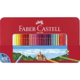 Faber-Castell Classic Colour Caja Metalica con 60 Lapices de Colores Hexagonales + 2 Lapices de Grafito, Goma de Borrar y Sacapu
