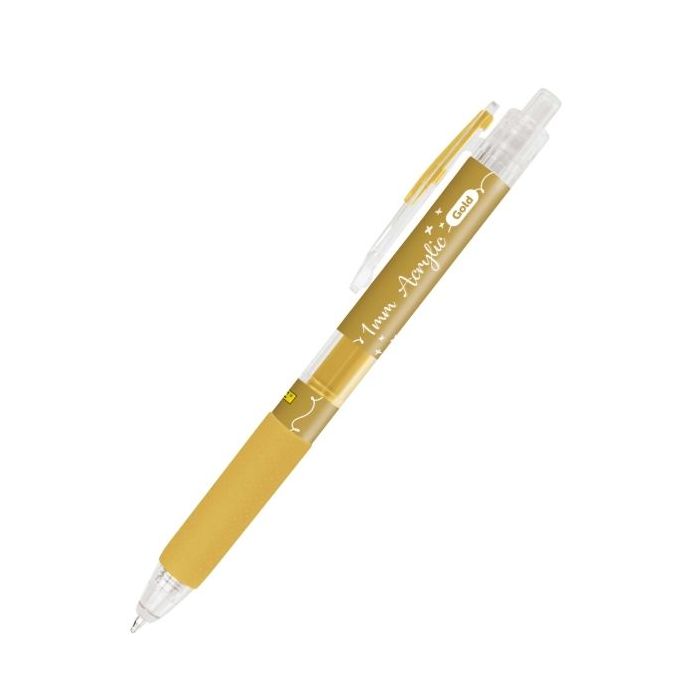 Online Boligrafo Retractil - Tinta Acrilica - Punta Fina de 1mm - Color Oro