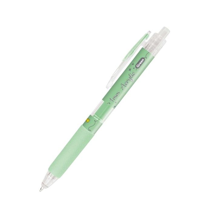 Online Boligrafo Retractil - Tinta Acrilica - Punta Fina de 1mm - Color Verde