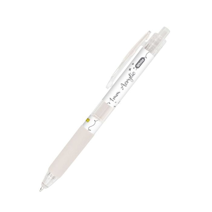 Online Boligrafo Retractil - Tinta Acrilica - Punta Fina de 1mm - Color Blanco