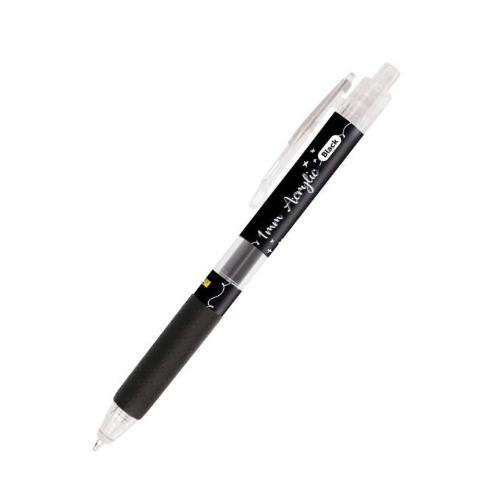 Online Boligrafo Retractil - Tinta Acrilica - Punta Fina de 1mm - Color Negro