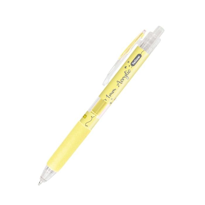 Online Boligrafo Retractil - Tinta Acrilica - Punta Fina de 1mm - Color Amarillo
