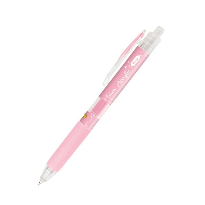 Online Boligrafo Retractil - Tinta Acrilica - Punta Fina de 1mm - Color Rosa
