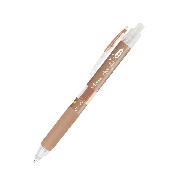 Online Boligrafo Retractil - Tinta Acrilica - Punta Fina de 1mm - Color Marron