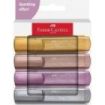 Faber-Castell Textliner 46 Pack de 4 Marcadores Metalizados - Punta Biselada - Trazo entre 1mm y 5mm - Tinta con Base de Agua -