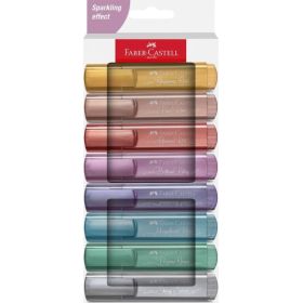 Faber-Castell Textliner 46 Pack de 8 Marcadores Metalizados - Punta Biselada - Trazo entre 1mm y 5mm - Tinta con Base de Agua -