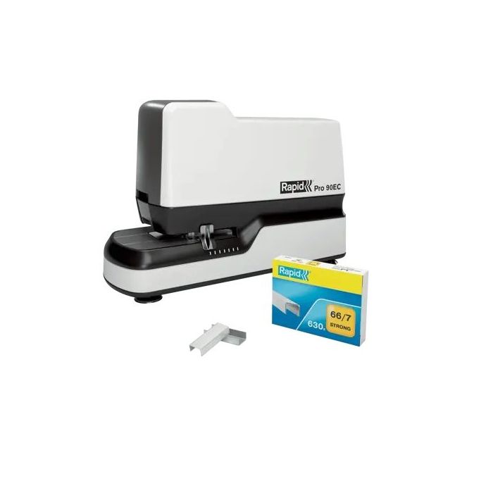 Rapid Pro 90EC Grapadora Electrica - Grapa hasta 50 Hojas - Usa Grapas Nº66 y Nº44 - Grapado Cerrado - Ajuste Automatico de la F
