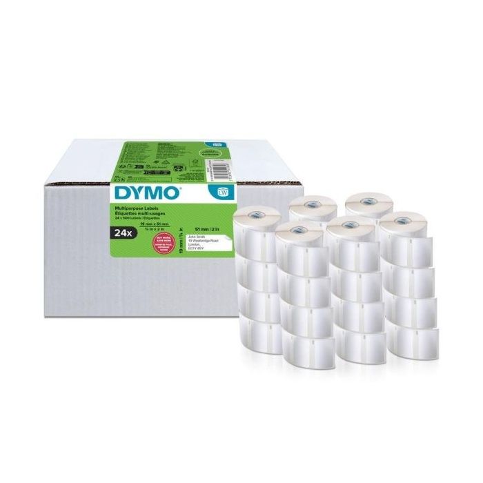 Dymo LabelWriter 11355 Multipack Etiquetas Originales Multiusos Autoadhesivas - 19x51mm - 24 Rollos de 500 Unidades - S0722550