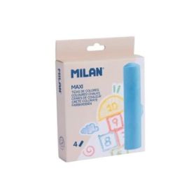 Milan Pack de 4 Tizas Redondas Maxi ø 2,4cm - Antipolvo - No Contienen Caseina - Colores Surtidos
