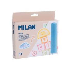 Milan Pack de 6 Tizas Redondas Maxi ø 2,4cm - Antipolvo - No Contienen Caseina - Colores Surtidos