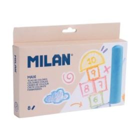 Milan Pack de 8 Tizas Redondas Maxi ø 2,4cm - Antipolvo - No Contienen Caseina - Colores Surtidos