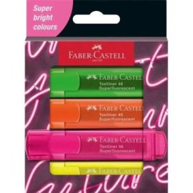 Faber-Castell Textliner 46 Ed. Genz Superfluorescente Pack de 4 Marcadores Fluorescentes - Punta Biselada - Trazo entre 1mm y 5m
