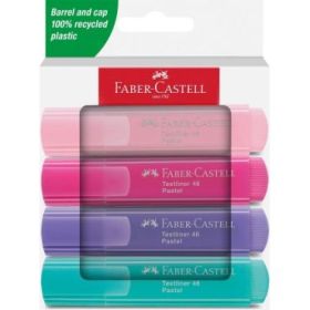 Faber-Castell Textliner 46 Pack de 4 Marcadores Pastel - Punta Biselada - Trazo entre 1mm y 5mm - Tinta con Base de Agua - Color