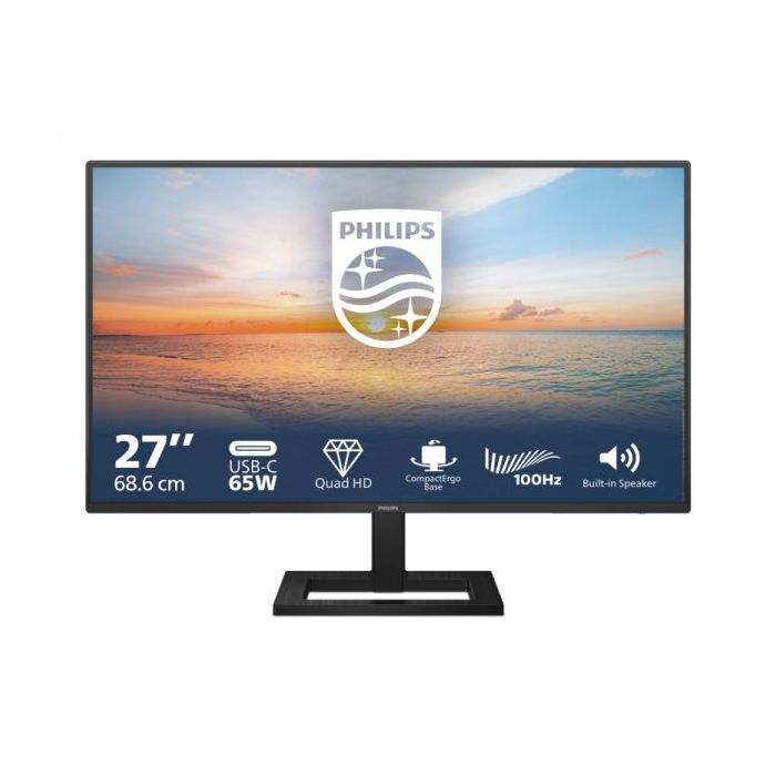 Philips 1000 Series 27E2N1600AE/00 Monitor 27  IPS QuadHD 100Hz HDR10 - Respuesta 1ms - HDMI, USB-C - VESA 100x100mm - Color Neg