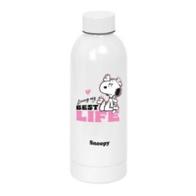 Safta Snoopy Botella Isotermica - Capacidad 500ml - Cierre Hermetico - Acero Inoxidable - 6h Caliente - 12h Frio - 7x22.5cm - Co