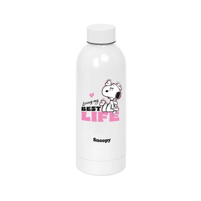 Safta Snoopy Botella Isotermica - Capacidad 500ml - Cierre Hermetico - Acero Inoxidable - 6h Caliente - 12h Frio - 7x22.5cm - Co