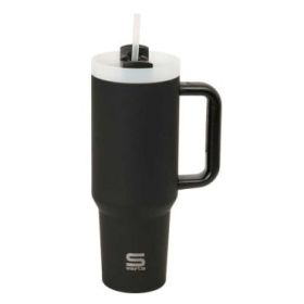 Safta Vaso con Asa Termico - Capacidad 1.2L - Pajita - Base Antideslizante - Acero Inoxidable - Doble Pared - 12h Caliente - 24h