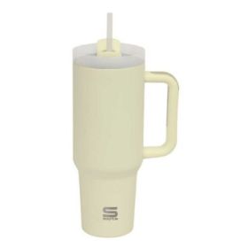 Safta Vaso con Asa Termico - Capacidad 1.2L - Pajita - Base Antideslizante - Acero Inoxidable - Doble Pared - 12h Caliente - 24h