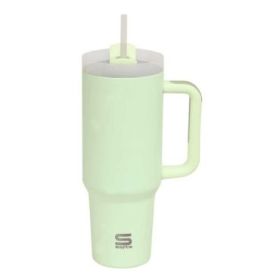 Safta Vaso con Asa Termico - Capacidad 1.2L - Pajita - Base Antideslizante - Acero Inoxidable - Doble Pared - 12h Caliente - 24h