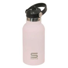 Safta Botella Isotermica Infantil - Capacidad 350ml - Tapon Roscado con Valvula - Base de Silicona - Asa Superior - Acero Inoxid