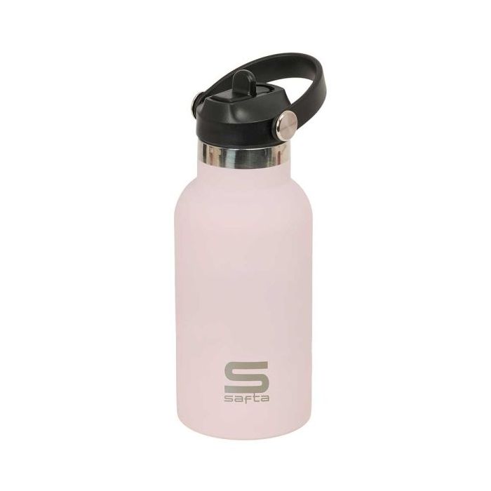 Safta Botella Isotermica Infantil - Capacidad 350ml - Tapon Roscado con Valvula - Base de Silicona - Asa Superior - Acero Inoxid