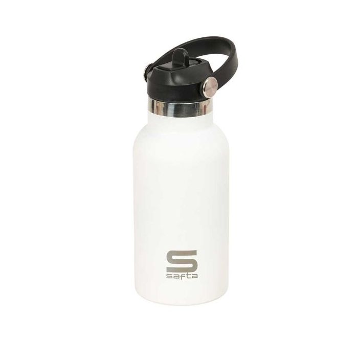 Safta Botella Isotermica Infantil - Capacidad 350ml - Tapon Roscado con Valvula - Base de Silicona - Asa Superior - Acero Inoxid