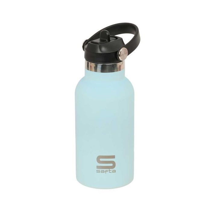 Safta Botella Isotermica Infantil - Capacidad 350ml - Tapon Roscado con Valvula - Base de Silicona - Asa Superior - Acero Inoxid