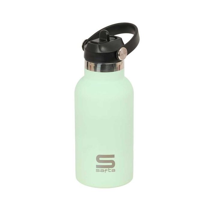 Safta Botella Isotermica Infantil - Capacidad 350ml - Tapon Roscado con Valvula - Base de Silicona - Asa Superior - Acero Inoxid