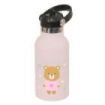 Safta Osito Botella Isotermica Infantil - Capacidad 350ml - Tapon Roscado con Valvula - Base de Silicona - Asa Superior - Acero