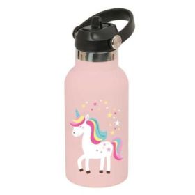 Safta Unicornio Botella Isotermica Infantil - Capacidad 350ml - Tapon Roscado con Valvula - Base de Silicona - Asa Superior - Ac