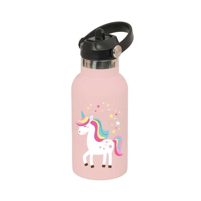Safta Unicornio Botella Isotermica Infantil - Capacidad 350ml - Tapon Roscado con Valvula - Base de Silicona - Asa Superior - Ac