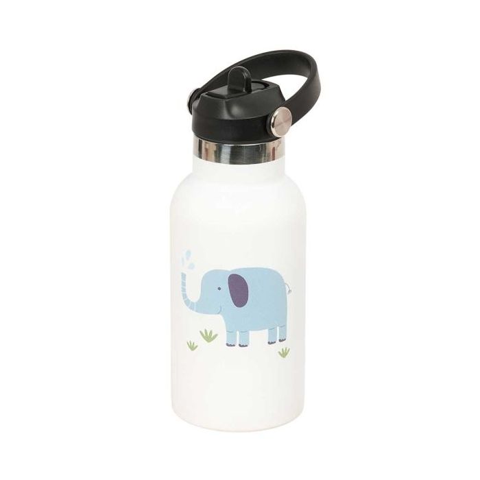 Safta Elefante Botella Isotermica Infantil - Capacidad 350ml - Tapon Roscado con Valvula - Base de Silicona - Asa Superior - Ace
