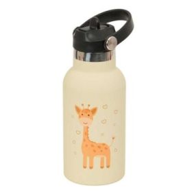 Safta Jirafa Botella Isotermica Infantil - Capacidad 350ml - Tapon Roscado con Valvula - Base de Silicona - Asa Superior - Acero