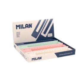 Milan 430 Since 1918 Expositor con 20 Reglas de 15cm - Doble Numeracion - Vaciado Interior - Colores Surtidos