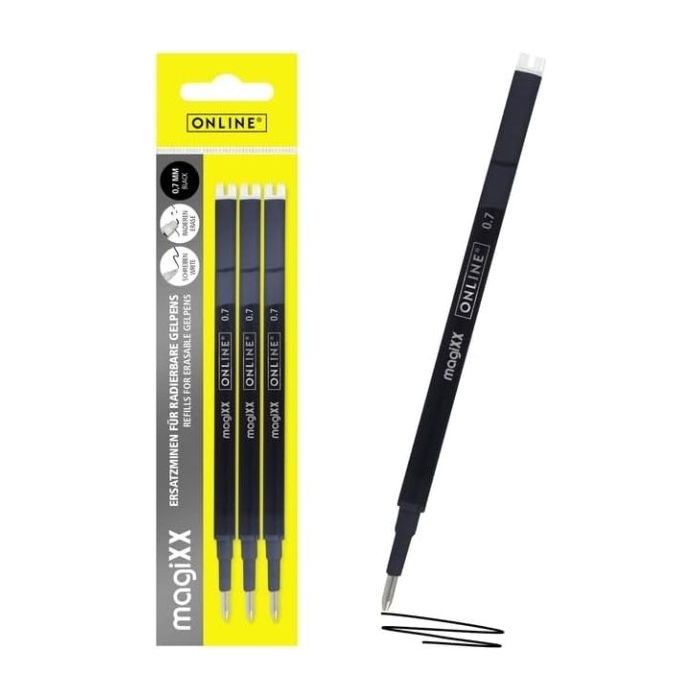 Online MagiXX Pack de 3 Recambios de Tinta Gel Borrable - Trazo de 0.7mm - Color Negro