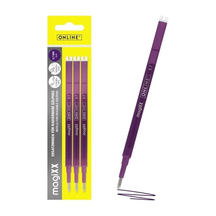 Online MagiXX Pack de 3 Recambios de Tinta Gel Borrable - Trazo de 0.7mm - Color Lila