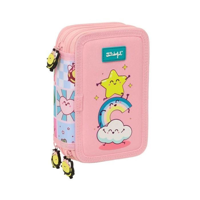 Safta Mr. Wonderful Comic Plumier de 3 Pisos - 37 Piezas - Goma - Lapiz - 2 Boligrafos - Sacapuntas - 2 Reglas - 16 Colores - 14