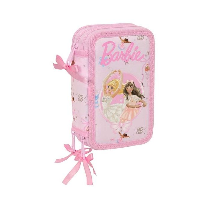 Safta Barbie Ballet Plumier de 3 Pisos - 37 Piezas - Goma - Lapiz - 2 Boligrafos - Sacapuntas - 2 Reglas - 16 Colores - 14 Rotul